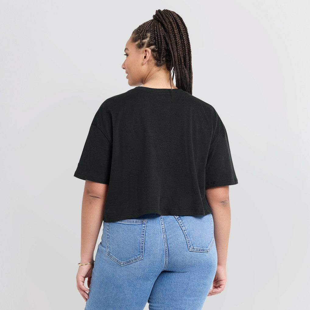 New Orleans Saints Women's Elements Super Soft Boxy Cropped T-Shirt - Black outlet