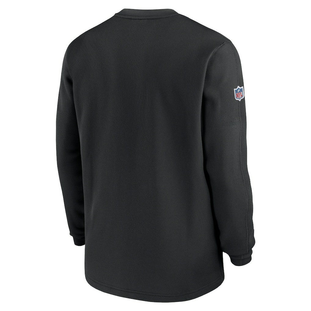 New Orleans Saints 2023 Sideline Throwback Heavy Brushed Waffle Long Sleeve Top - Black | Nike for sale