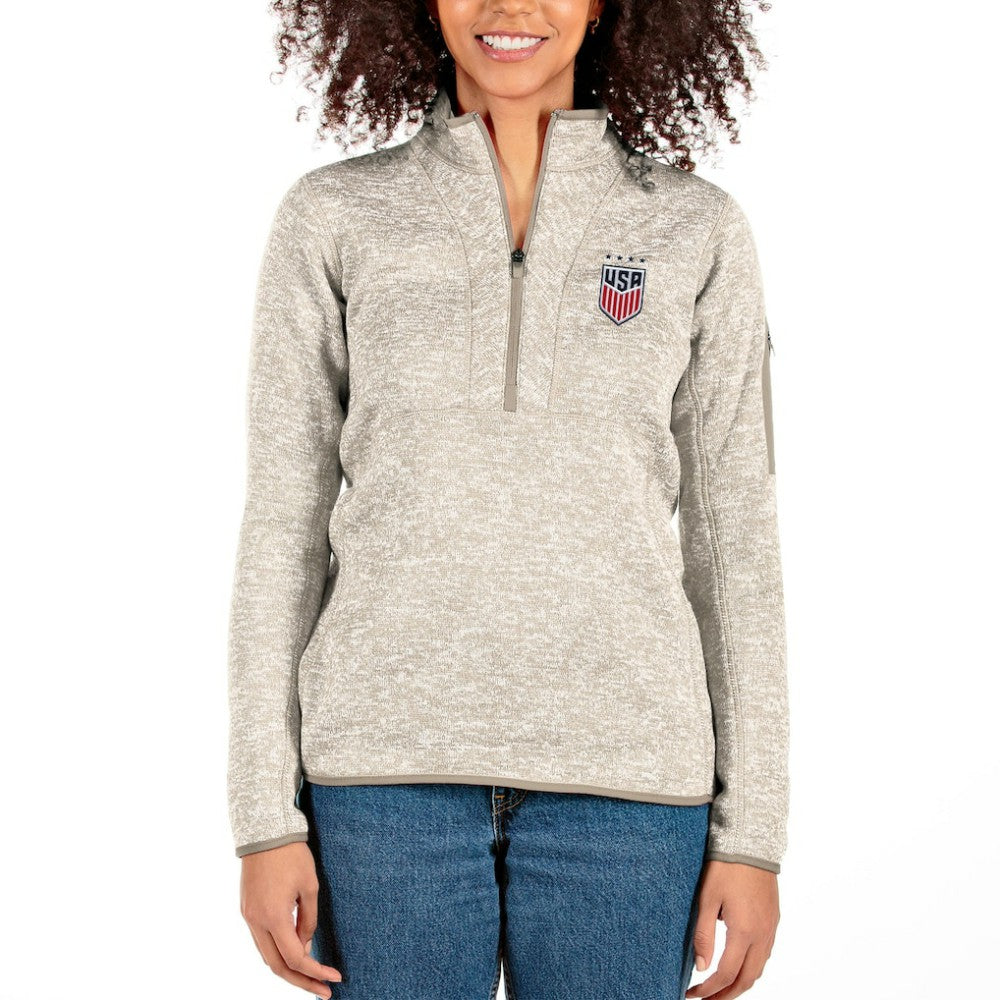 USWNT Antigua Women's Fortune Half-Zip Pullover Jacket - Oatmeal discount