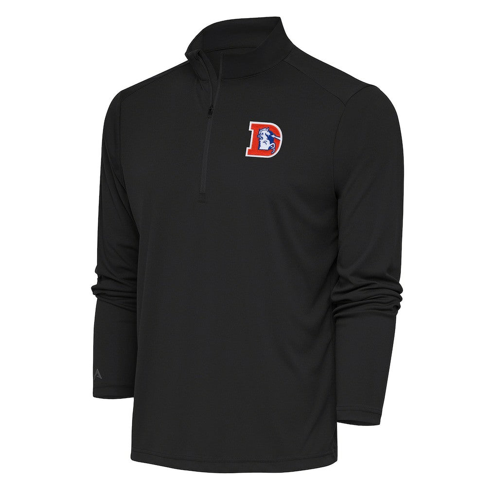 Denver Broncos Antigua Team Logo Throwback Tribute Quarter-Zip Pullover Top - Charcoal outlet
