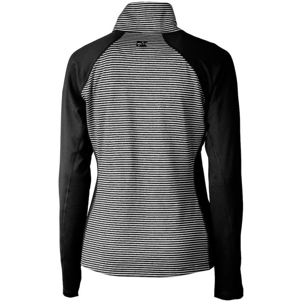 San Francisco 49ers Cutter & Buck Women's Throwback Logo Forge Tonal Stripe Stretch Half-Zip Pullover Top - Black outlet