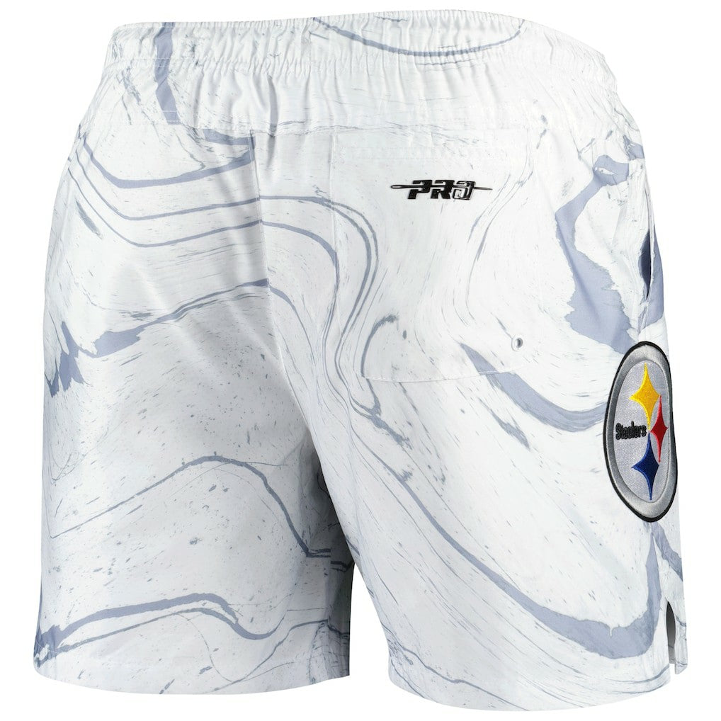 Pittsburgh Steelers Pro Standard Allover Marble Print Shorts - White for sale