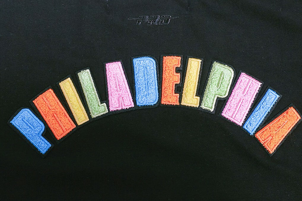 Philadelphia 76ers Pro Standard Women's Washed Neon Cropped Boxy T-Shirt - Black on sale