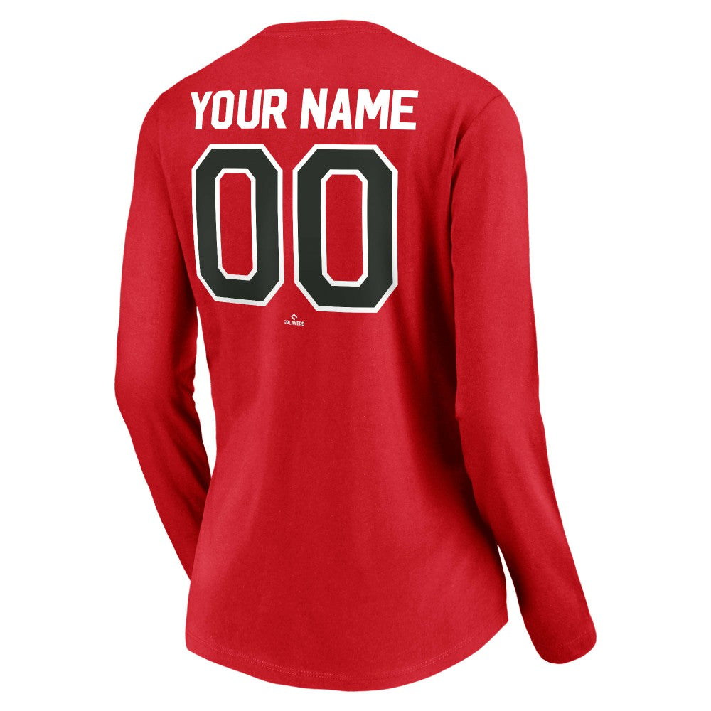 Cincinnati Reds Women's Cooperstown Collection Personalized Winning Streak Long Sleeve V-Neck T-Shirt - Red
