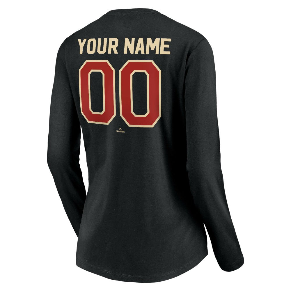 Houston Astros Women's Personalized Cooperstown Collection Alternate Winning Streak Long Sleeve V-Neck T-Shirt - Black