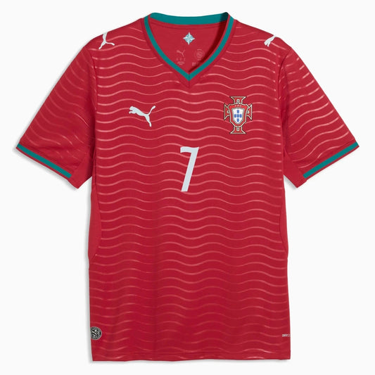 2026 Portugal Men's Stadium Home Ronaldo #7 Soccer Jersey Club Red-Green Lagoon
