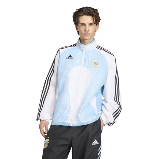2006 Argentina Men's Retro Home Track Top White / Clear Blue