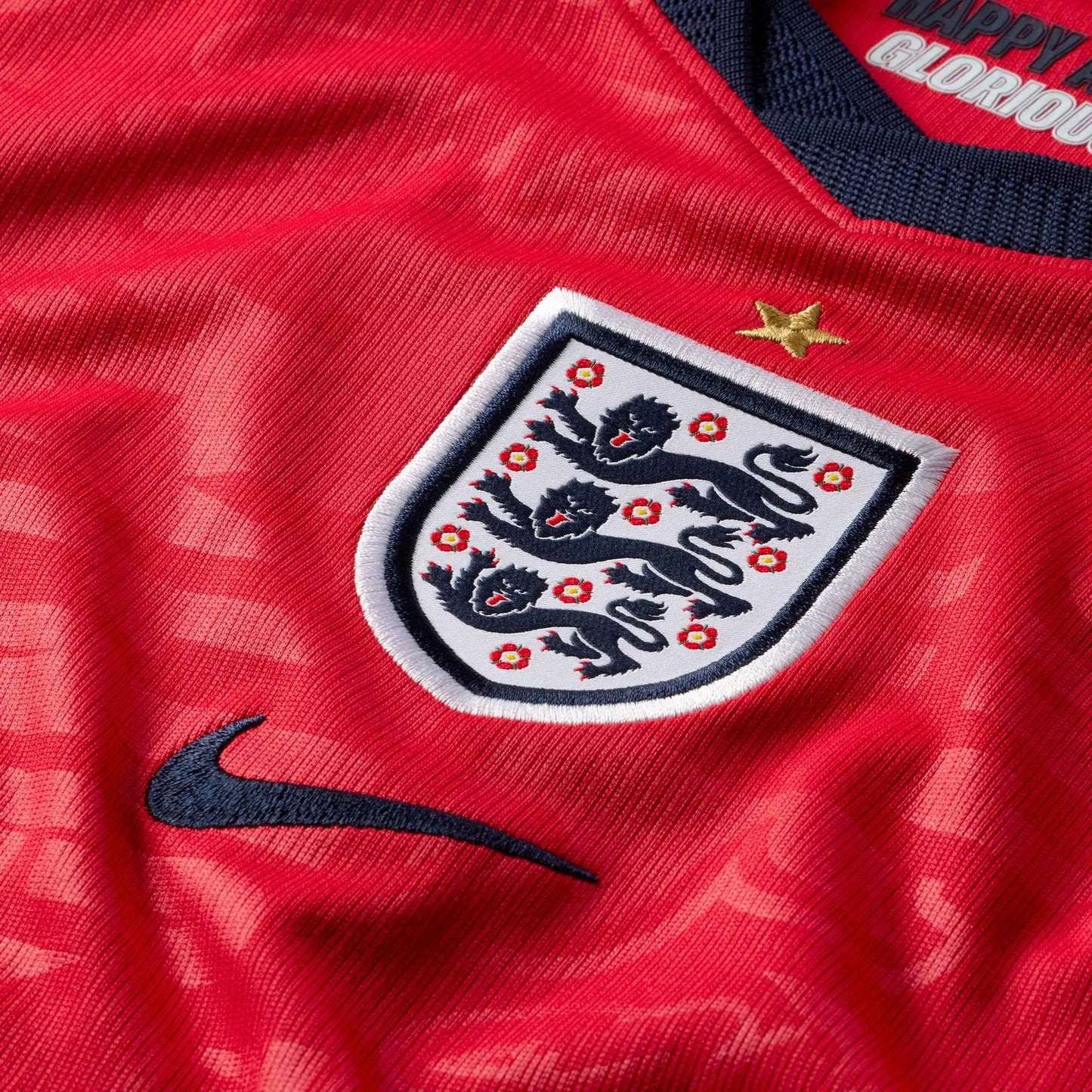 2026-27 England Youth Stadium Away Soccer Jersey Speed Red/Obsidian/White/Obsidian