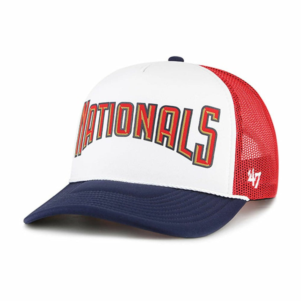 Washington Nationals Foam Front Script Trucker Snapback Hat - White | 47 brand