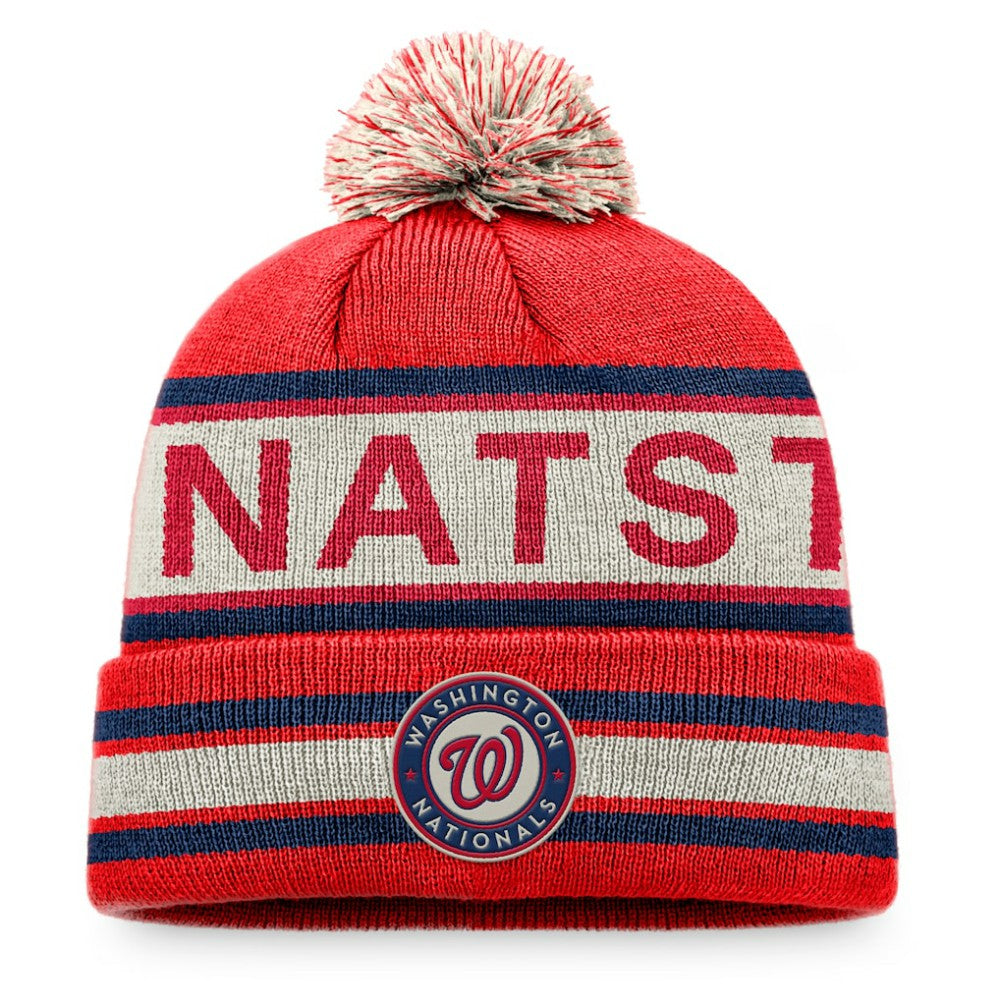Washington Nationals Hometown Slogan Cuffed Knit Hat with Pom - Red/Natural