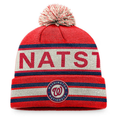 Washington Nationals Hometown Slogan Cuffed Knit Hat with Pom - Red/Natural