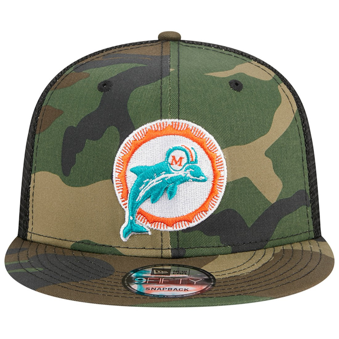 Miami Dolphins New Era Throwback Main Trucker 9FIFTY Snapback Hat - Camo cheap