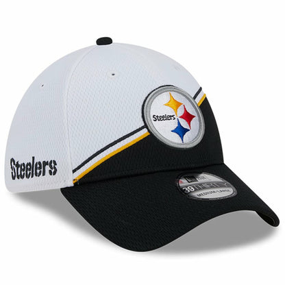Pittsburgh Steelers New Era 2023 Sideline 39THIRTY Flex Hat - White/Black for sale