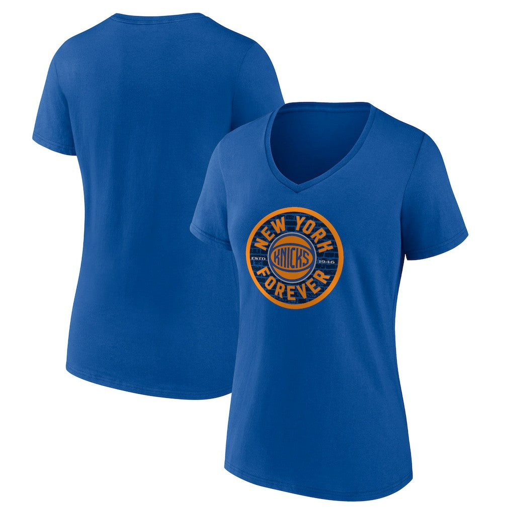 New York Knicks Women's Huddle V-Neck T-Shirt - Blue on sale