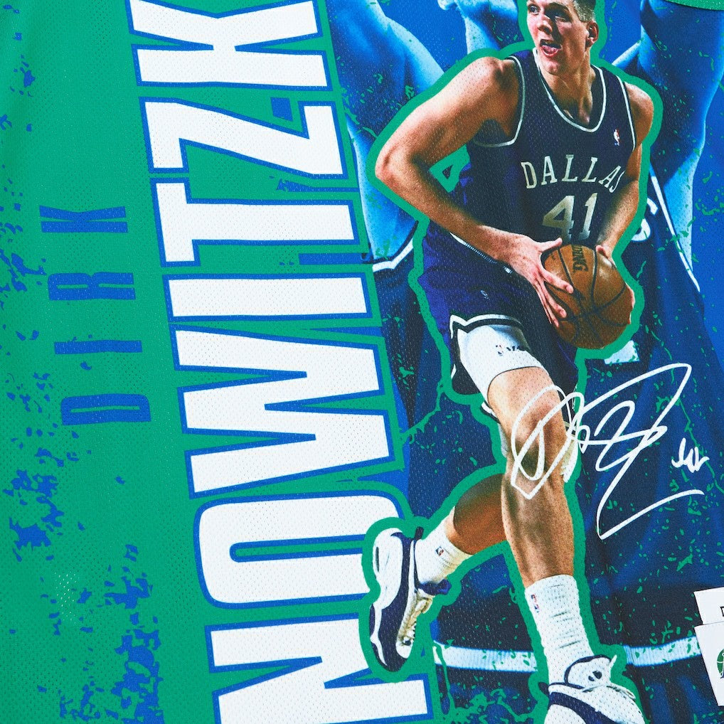 Dirk Nowitzki Dallas Mavericks Hardwood Classics Player Burst Tank Top sale - Blue | Mitchell & Ness online