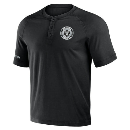 Las Vegas Raiders NFL x Darius Rucker Collection Washed Raglan Henley T-Shirt - Black on sale