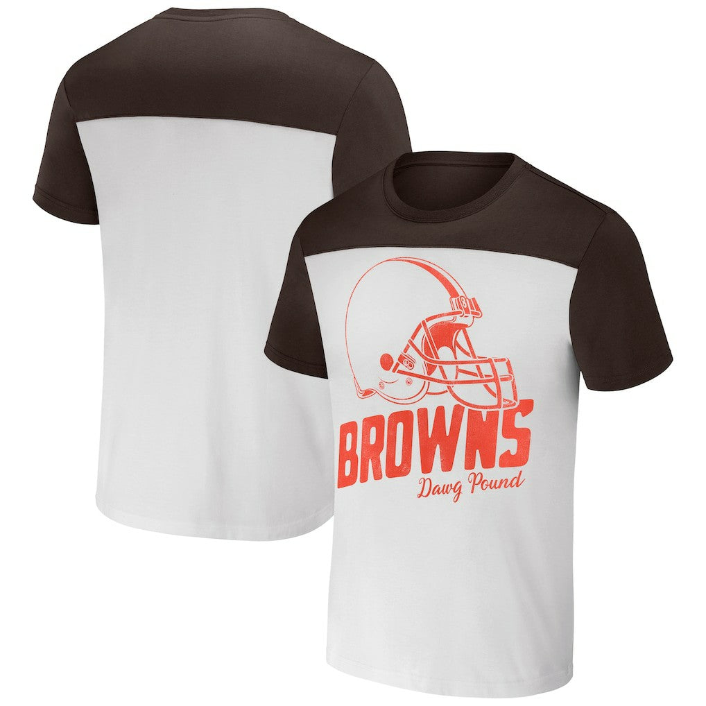 Cleveland Browns NFL x Darius Rucker Collection Colorblocked T-Shirt - White/Brown on sale