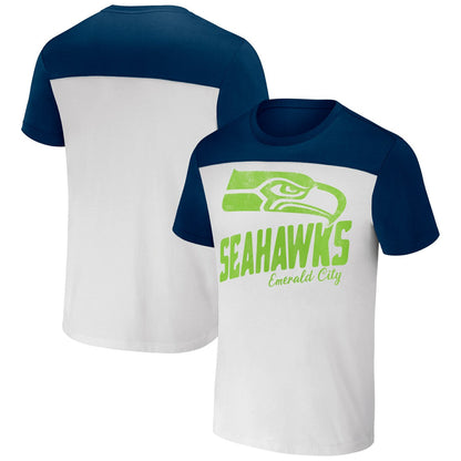 Seattle Seahawks NFL x Darius Rucker Collection Colorblocked T-Shirt - White/College Navy sale