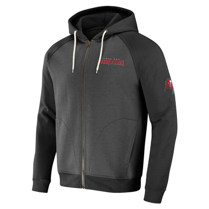 Tampa Bay Buccaneers NFL x Darius Rucker Collection Raglan Full-Zip Hoodie - Pewter sale