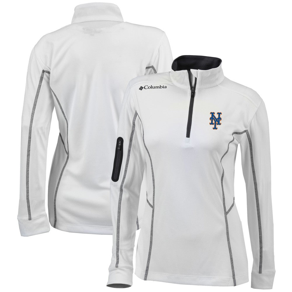 New York Mets Women's Omni-Wick Shotgun Quarter-Zip Pullover Top - White | Columbia