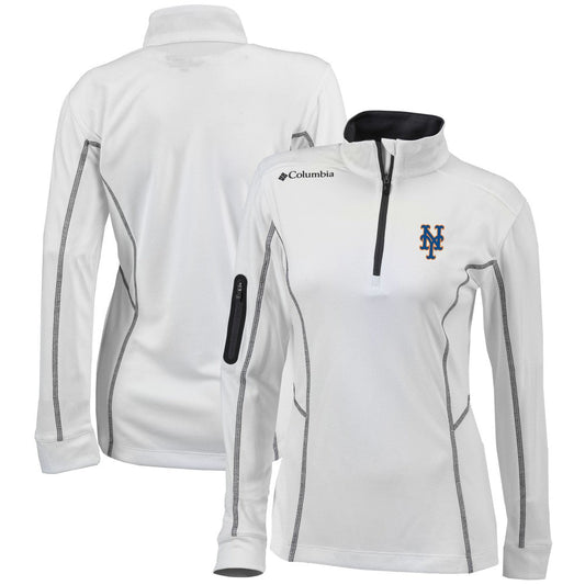 New York Mets Women's Omni-Wick Shotgun Quarter-Zip Pullover Top - White | Columbia