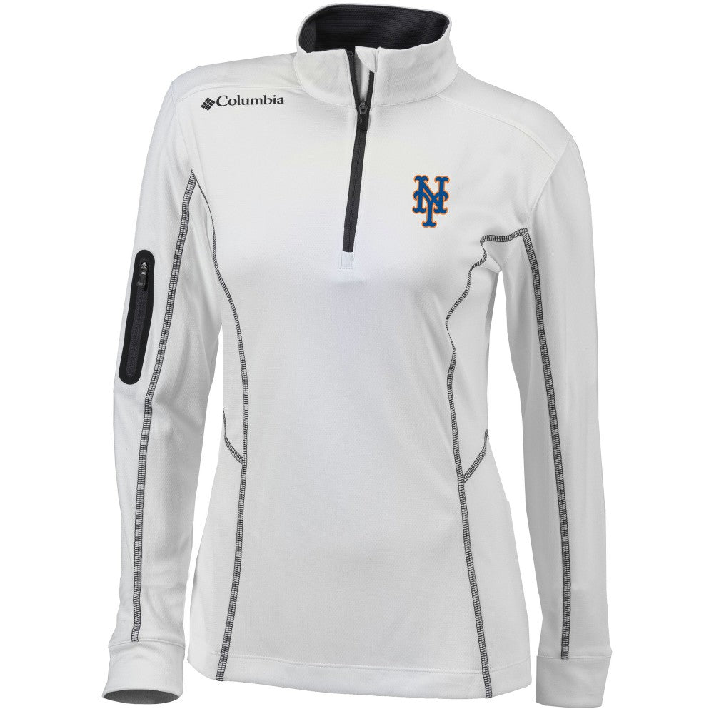 New York Mets Women's Omni-Wick Shotgun Quarter-Zip Pullover Top - White | Columbia