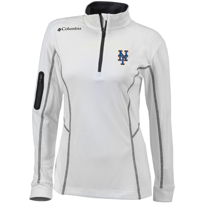 New York Mets Women's Omni-Wick Shotgun Quarter-Zip Pullover Top - White | Columbia