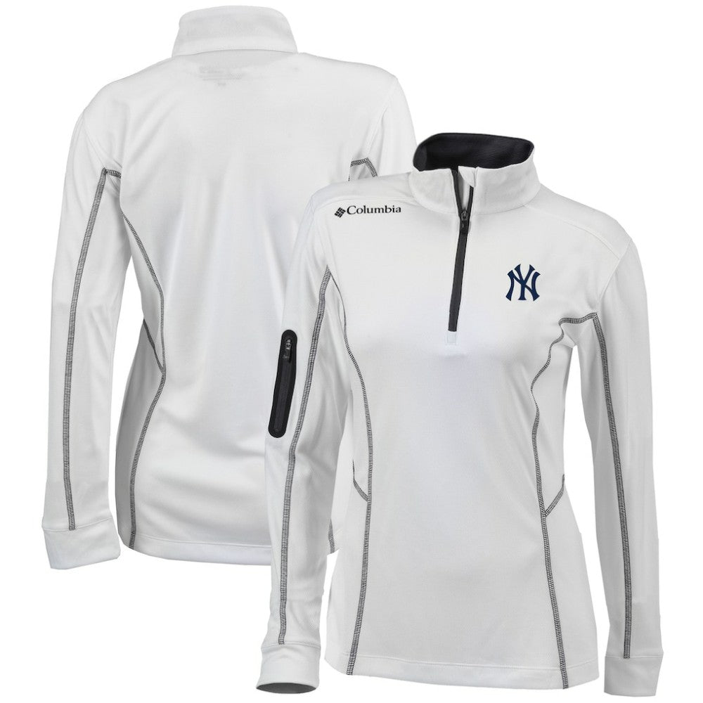 New York Yankees Women's Omni-Wick Shotgun Quarter-Zip Pullover Top - White | Columbia