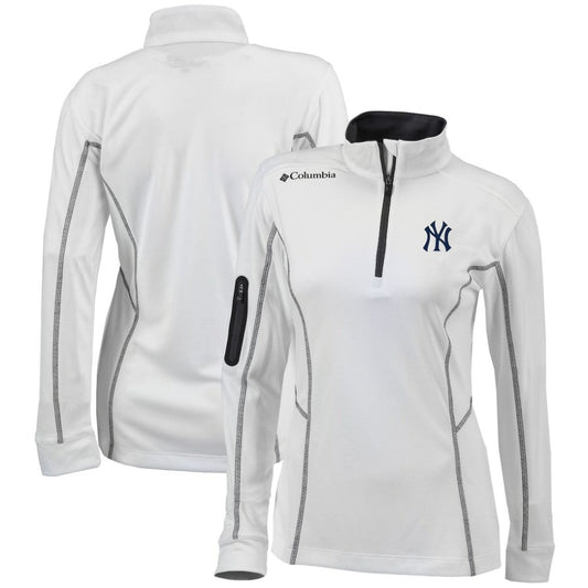 New York Yankees Women's Omni-Wick Shotgun Quarter-Zip Pullover Top - White | Columbia
