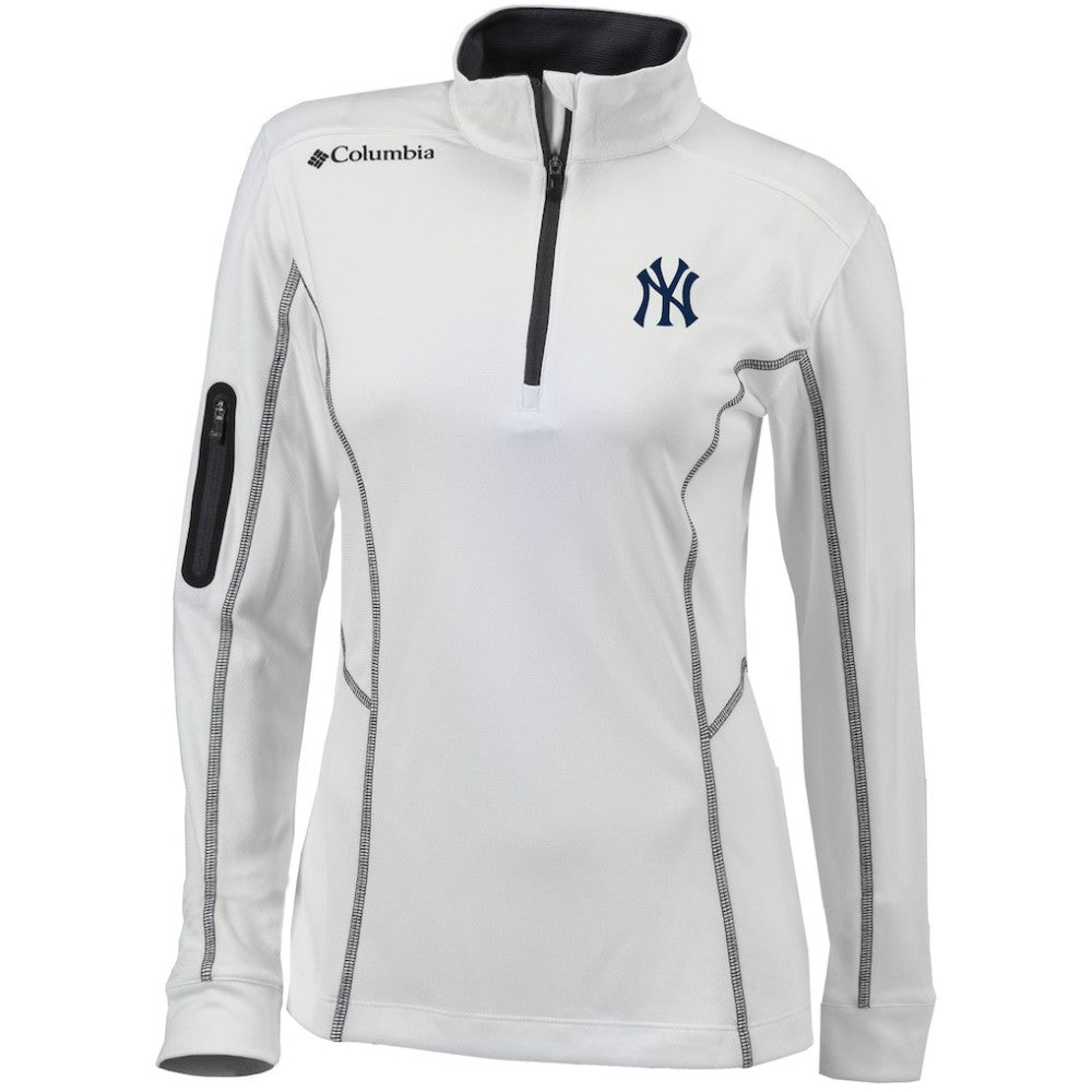 New York Yankees Women's Omni-Wick Shotgun Quarter-Zip Pullover Top - White | Columbia