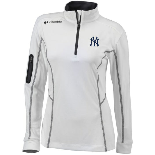 New York Yankees Women's Omni-Wick Shotgun Quarter-Zip Pullover Top - White | Columbia