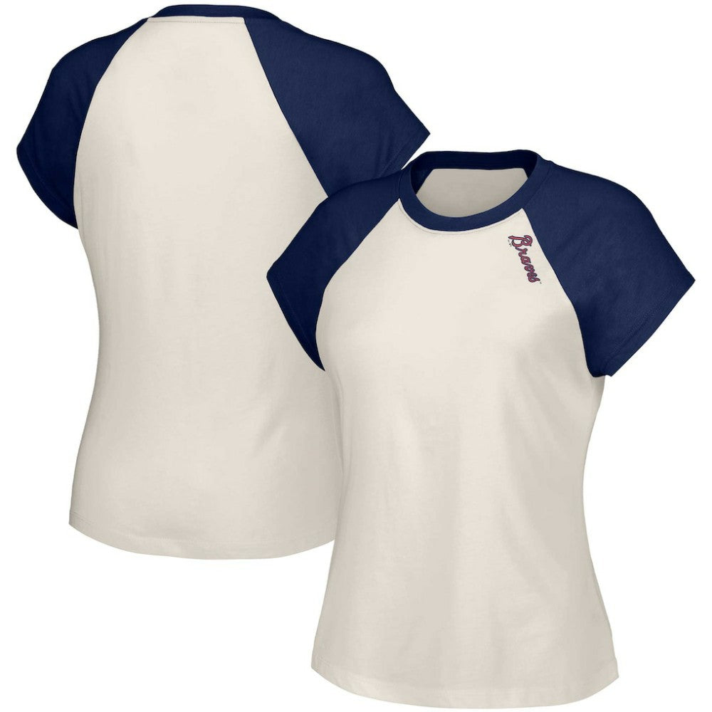 Atlanta Braves Lusso Women's Nikki Raglan T-Shirt - White