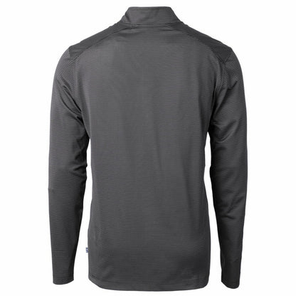 New York Mets Cutter & Buck Virtue Eco Pique Micro Stripe Recycled Quarter-Zip Pullover Top - Black/Gray