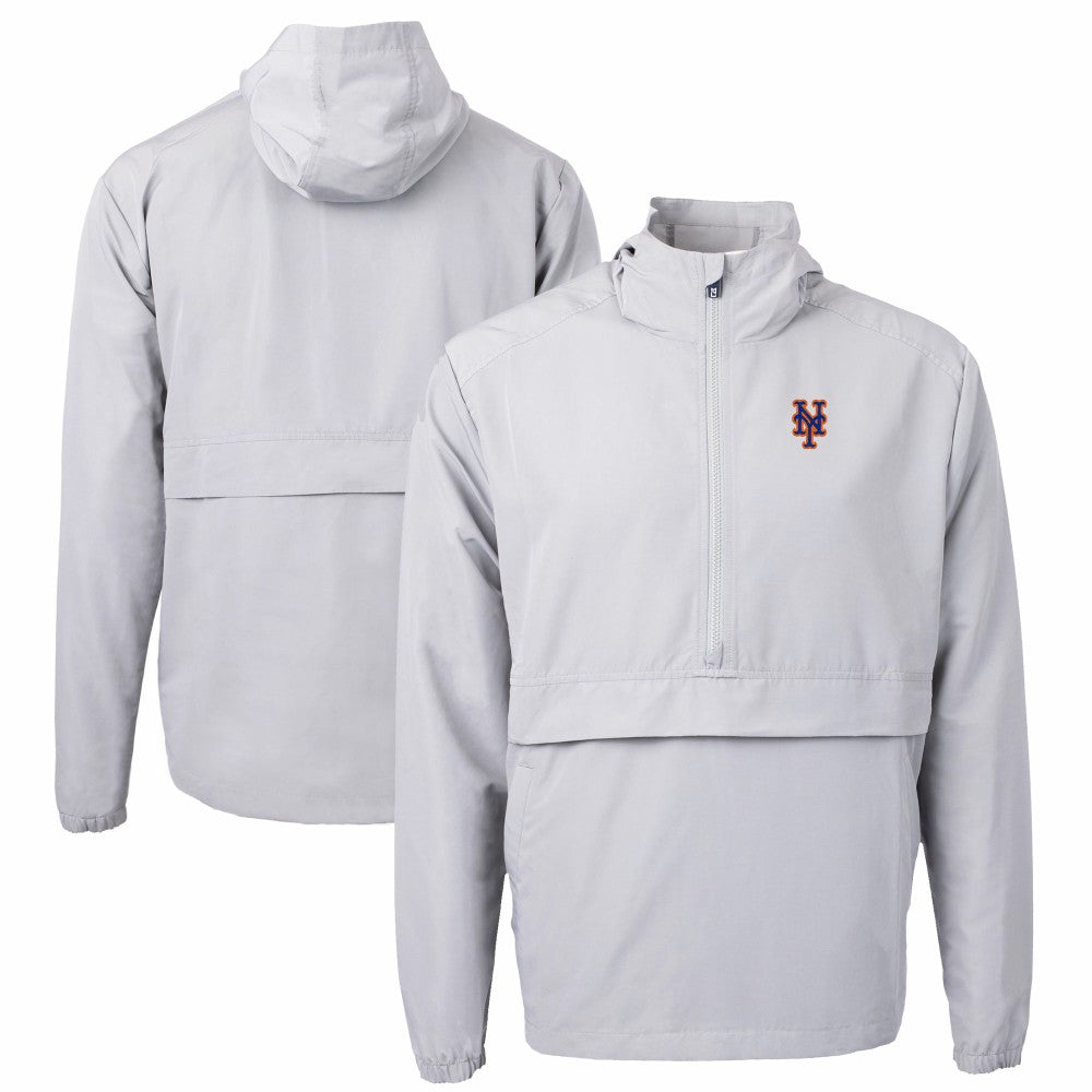 New York Mets Cutter & Buck Charter Eco Recycled Half-Zip Anorak Jacket - Gray