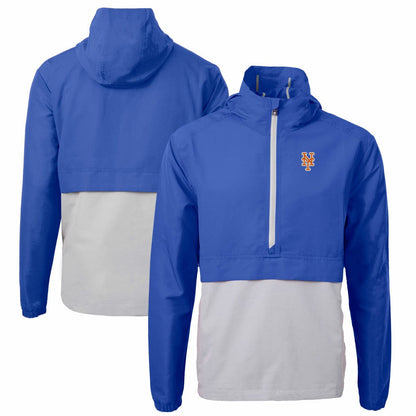 New York Mets Cutter & Buck Charter Eco Recycled Half-Zip Anorak Jacket - Royal/Gray