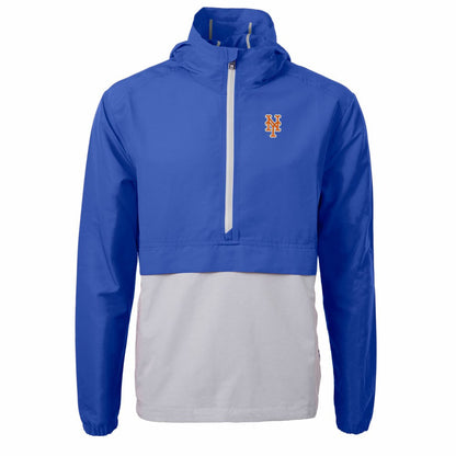 New York Mets Cutter & Buck Charter Eco Recycled Half-Zip Anorak Jacket - Royal/Gray