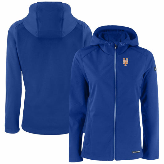New York Mets Cutter & Buck Women's Evoke Eco Softshell Recycled Full-Zip Jacket - Royal
