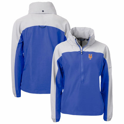 New York Mets Cutter & Buck Women's Charter Eco Recycled Half-Zip Anorak Jacket - Royal