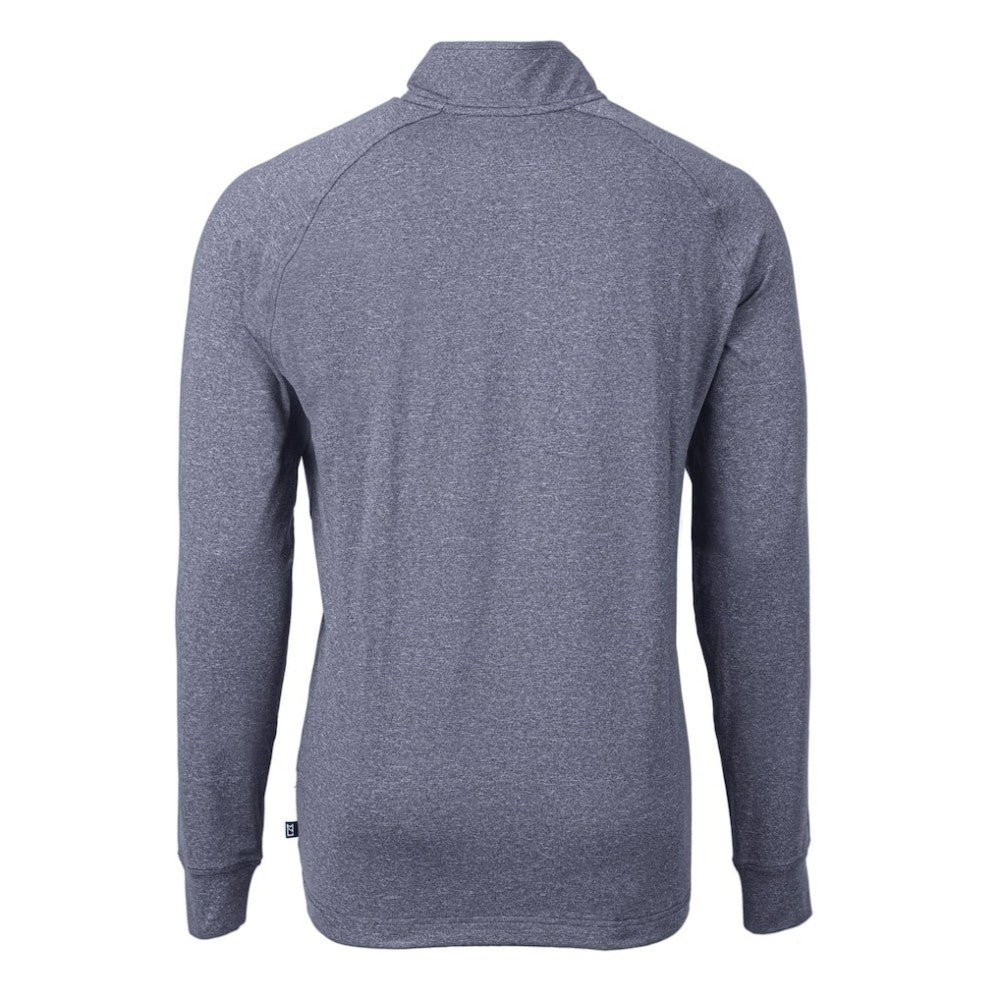New York Yankees Cutter & Buck Big & Tall Adapt Eco Knit Stretch Recycled Quarter-Zip Pullover Top - Heather Navy