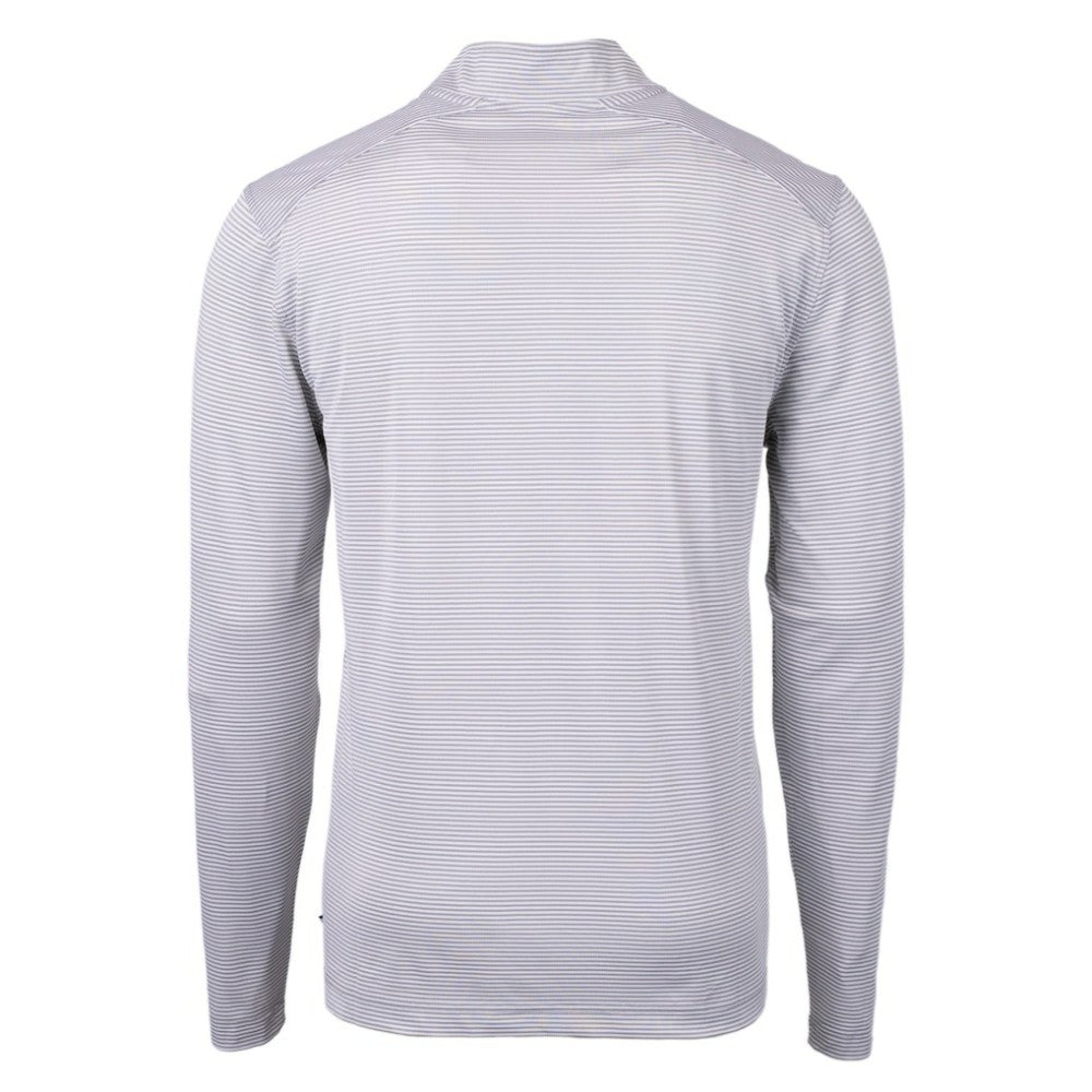 New York Yankees Cutter & Buck Virtue Eco Pique Micro Stripe Big & Tall Recycled Quarter-Zip Pullover Top - Gray/White