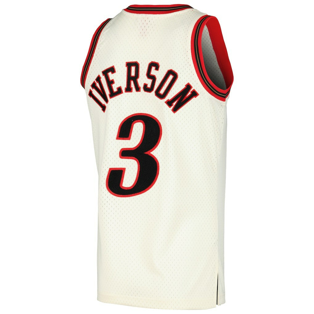 Allen Iverson Philadelphia 76ers Chainstitch Swingman Jersey - Cream | Mitchell & Ness outlet