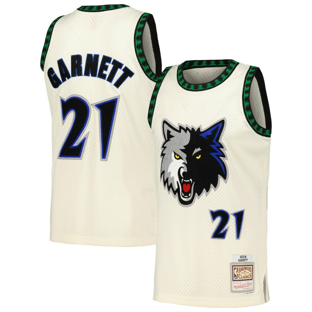 Kevin Garnett Minnesota Timberwolves Chainstitch Swingman Jersey - Cream | Mitchell & Ness sale
