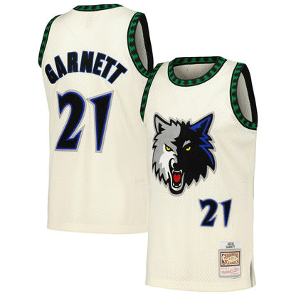 Kevin Garnett Minnesota Timberwolves Chainstitch Swingman Jersey - Cream | Mitchell & Ness sale