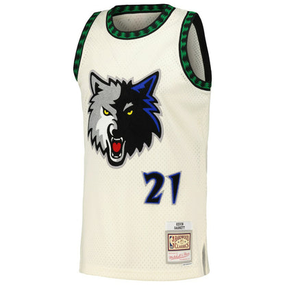 Kevin Garnett Minnesota Timberwolves Chainstitch Swingman Jersey - Cream | Mitchell & Ness sale