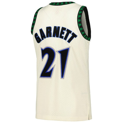 Kevin Garnett Minnesota Timberwolves Chainstitch Swingman Jersey - Cream | Mitchell & Ness sale
