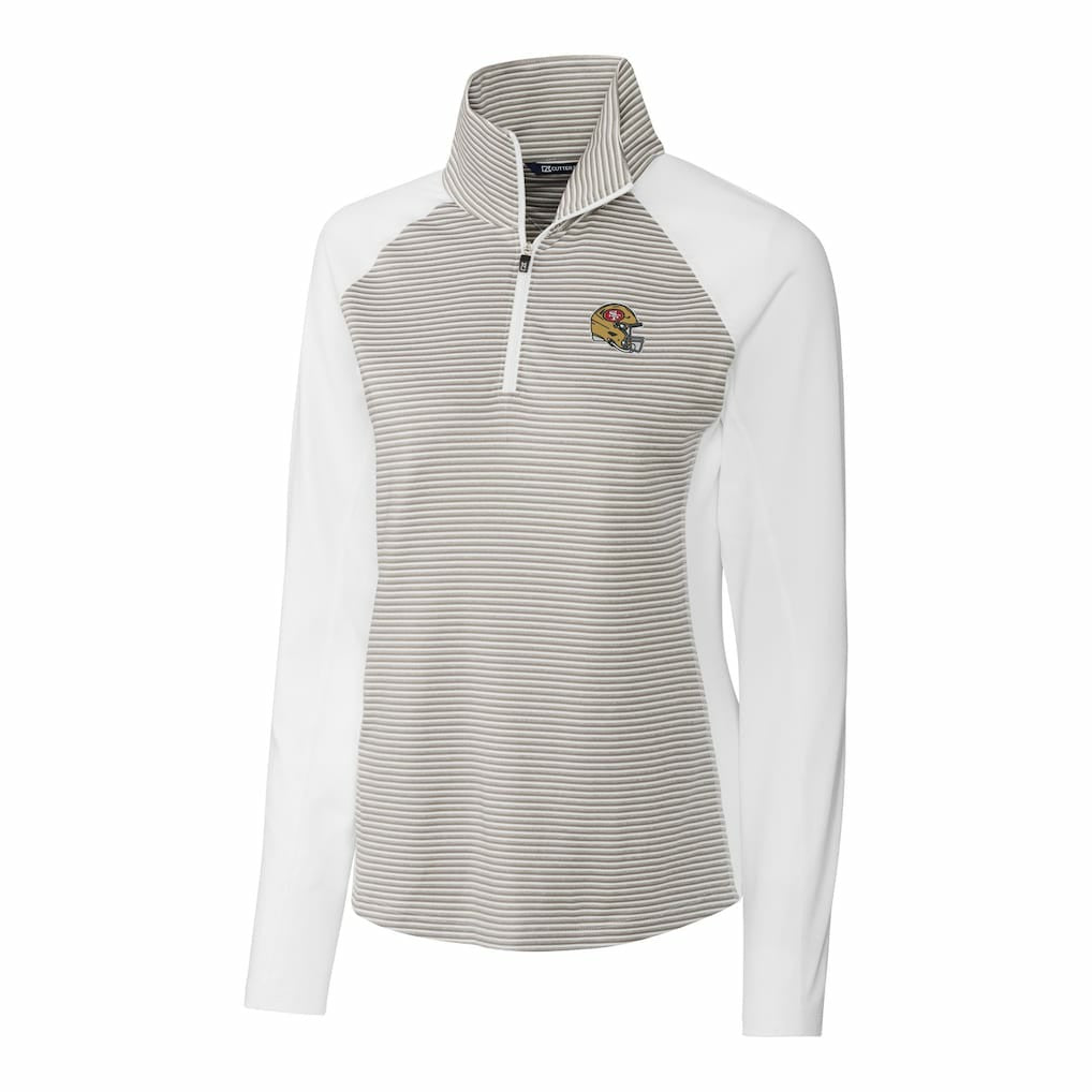 San Francisco 49ers Cutter & Buck Women's Helmet Logo DryTec Forge Tonal Stripe Stretch Half-Zip Top - White cheap