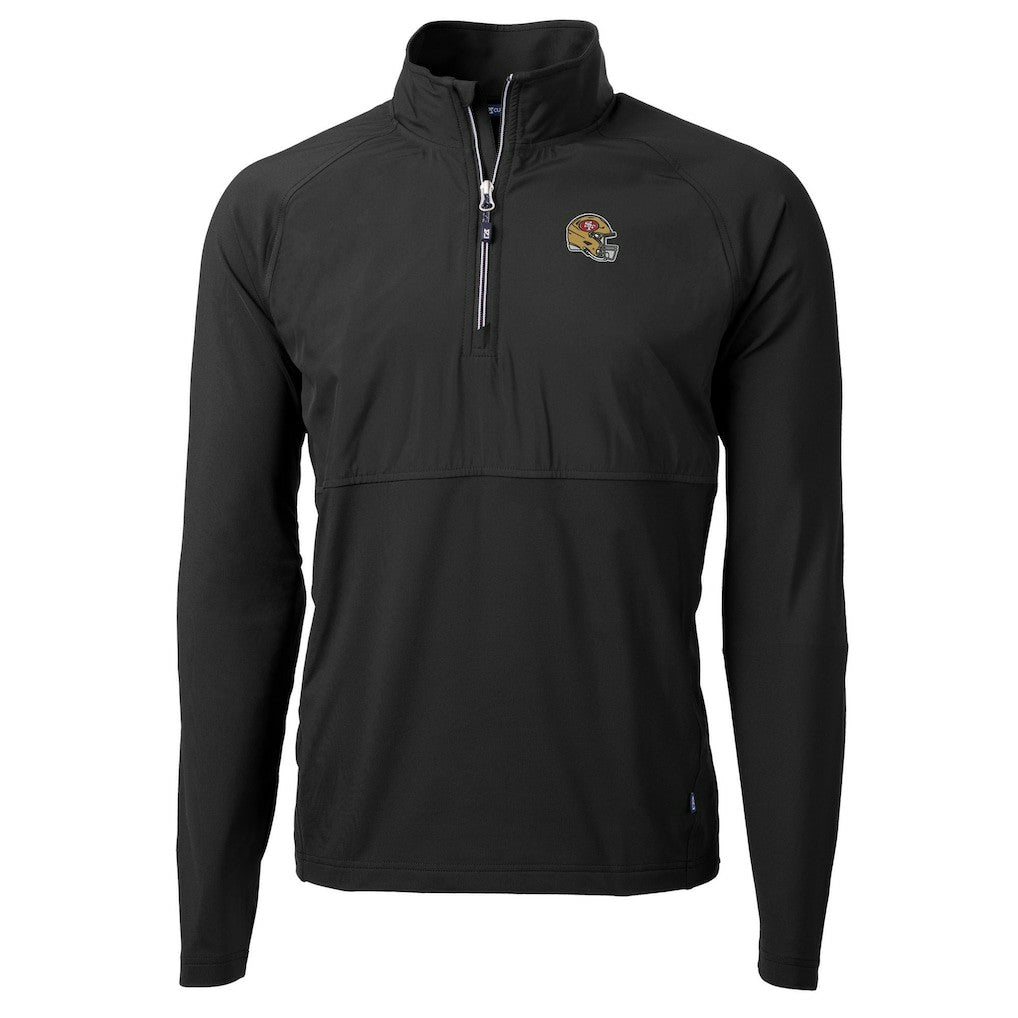 San Francisco 49ers Cutter & Buck Helmet Adapt Eco Knit Hybrid Recycled Quarter-Zip Pullover Top - Black online