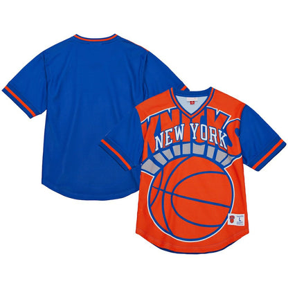 New York Knicks Jumbotron 3.0 Mesh V-Neck T-Shirt - Orange | Mitchell & Ness shop