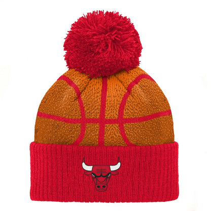 Chicago Bulls Preschool Basketball Head Cuffed Knit Hat with Pom - Red outlet