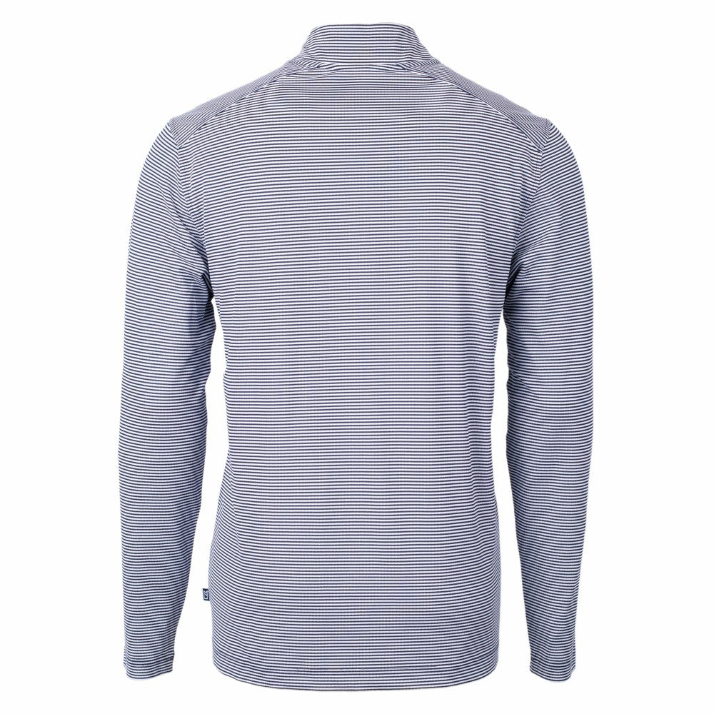 New York Mets Cutter & Buck Americana Logo Virtue Eco Pique Stripe Recycled Quarter-Zip Pullover Top - Navy